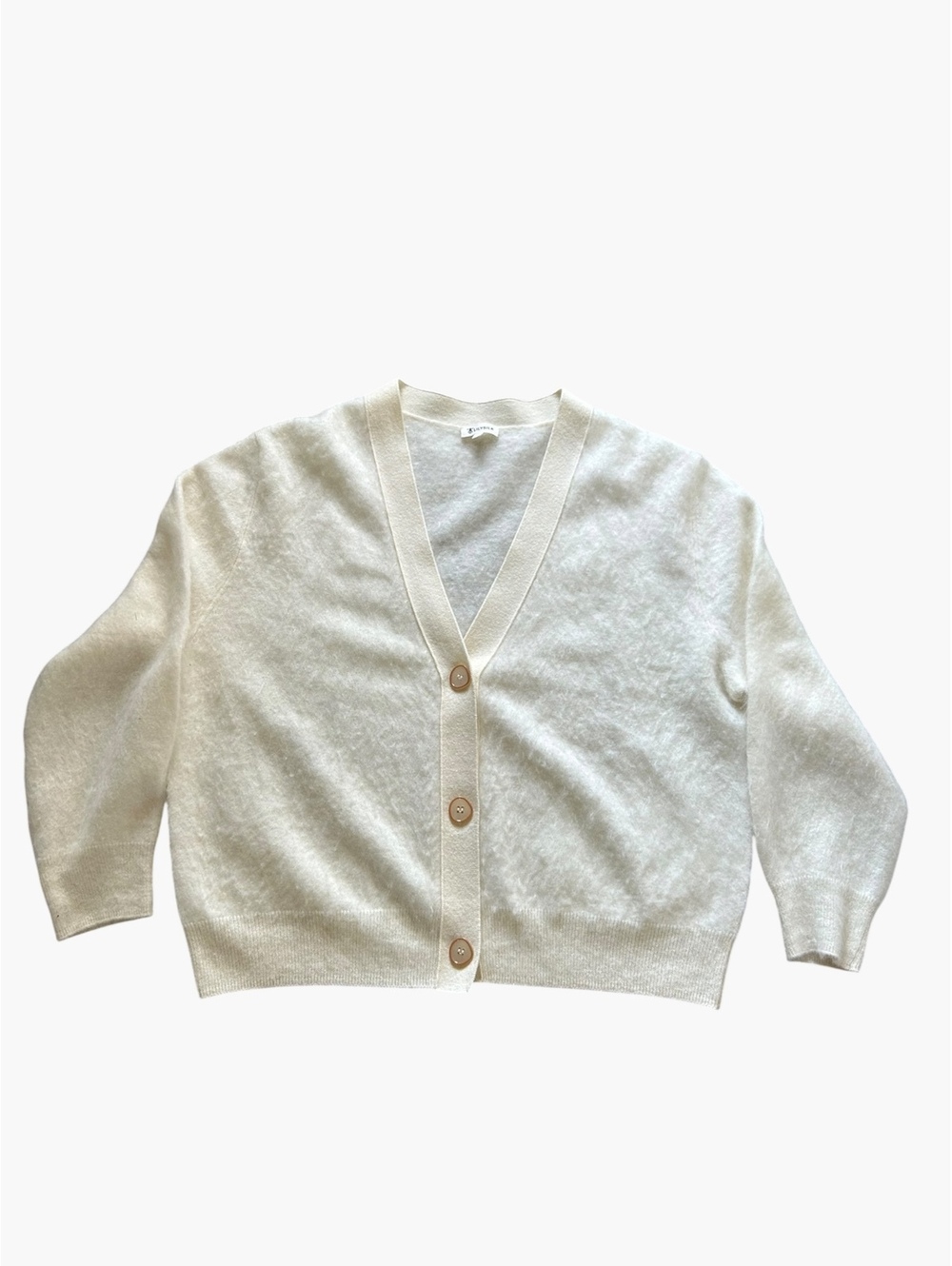 LILYSILK Hestia 100% Brushed Cashmere Cardigan Ivory Cream Women’s L - Picture 3 of 11